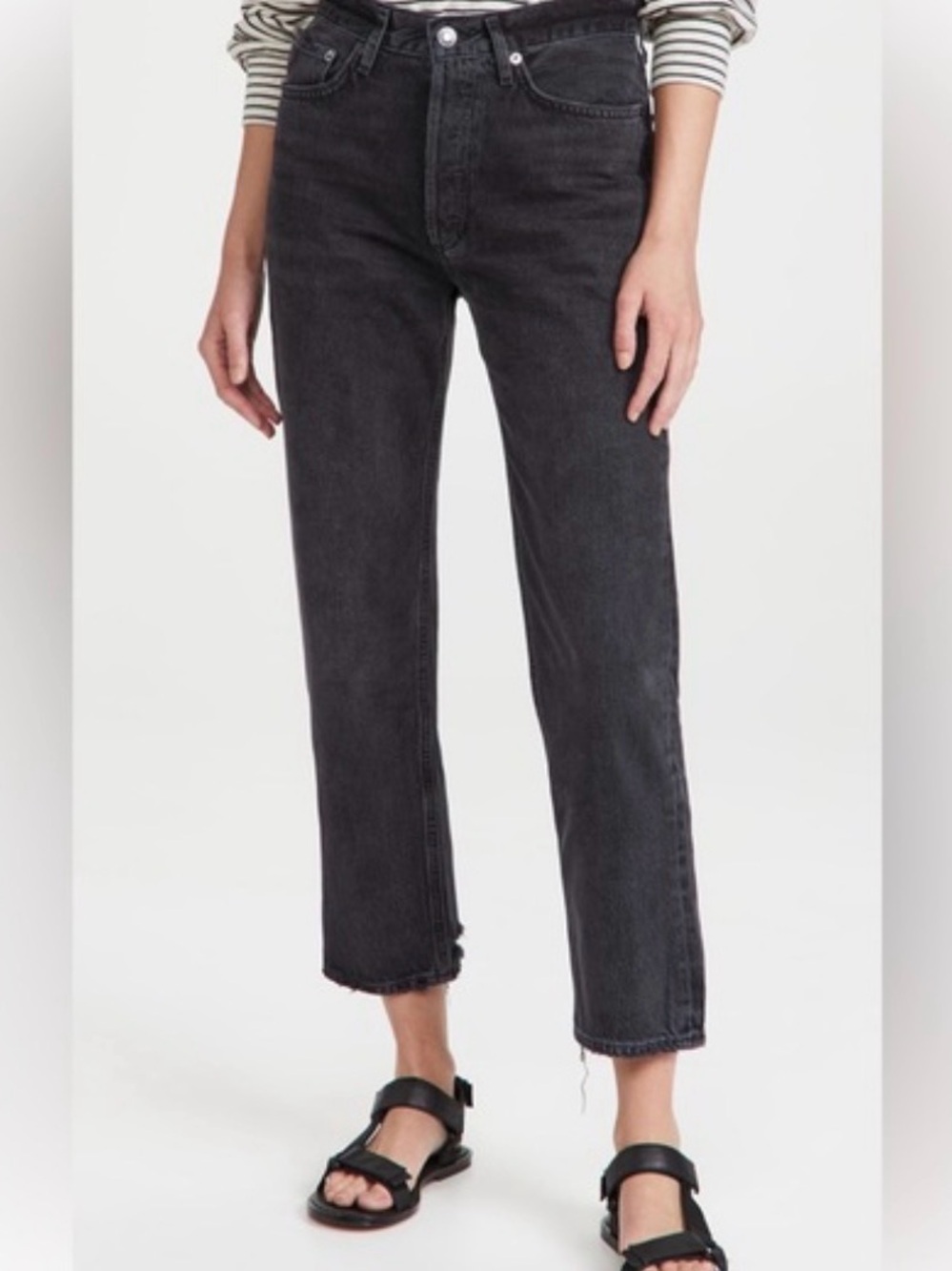 AGOLDE Lana Black High Rise Straight Jean